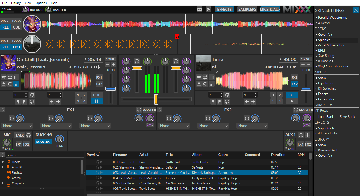 The Mixxx interface - Deere skin