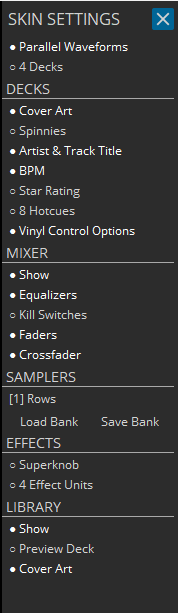 The section expansion buttons